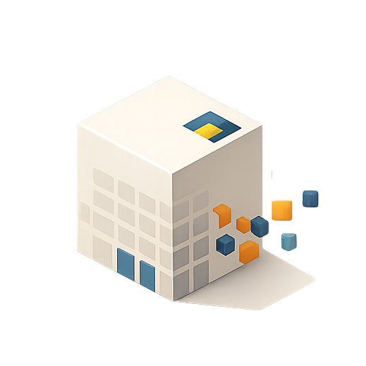 A cube added by small elements.