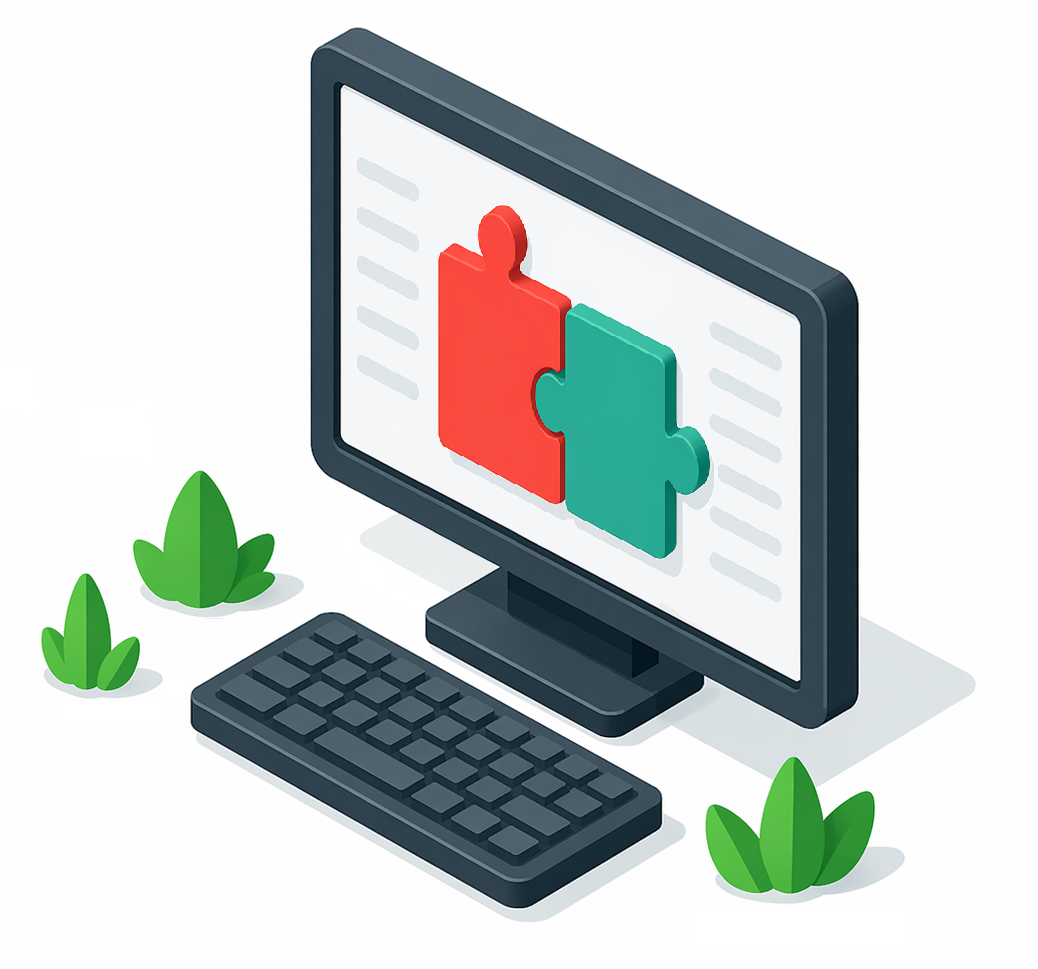 A computer screen two fitting jigsaw pieces.