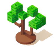 A three dimensional pixelated bonsai tree.