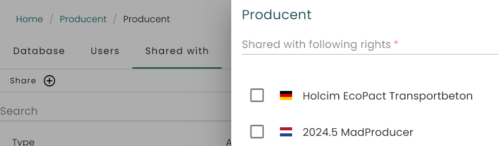 Option to share a database with accounts in different countries