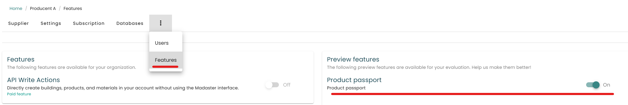 The product passport feature