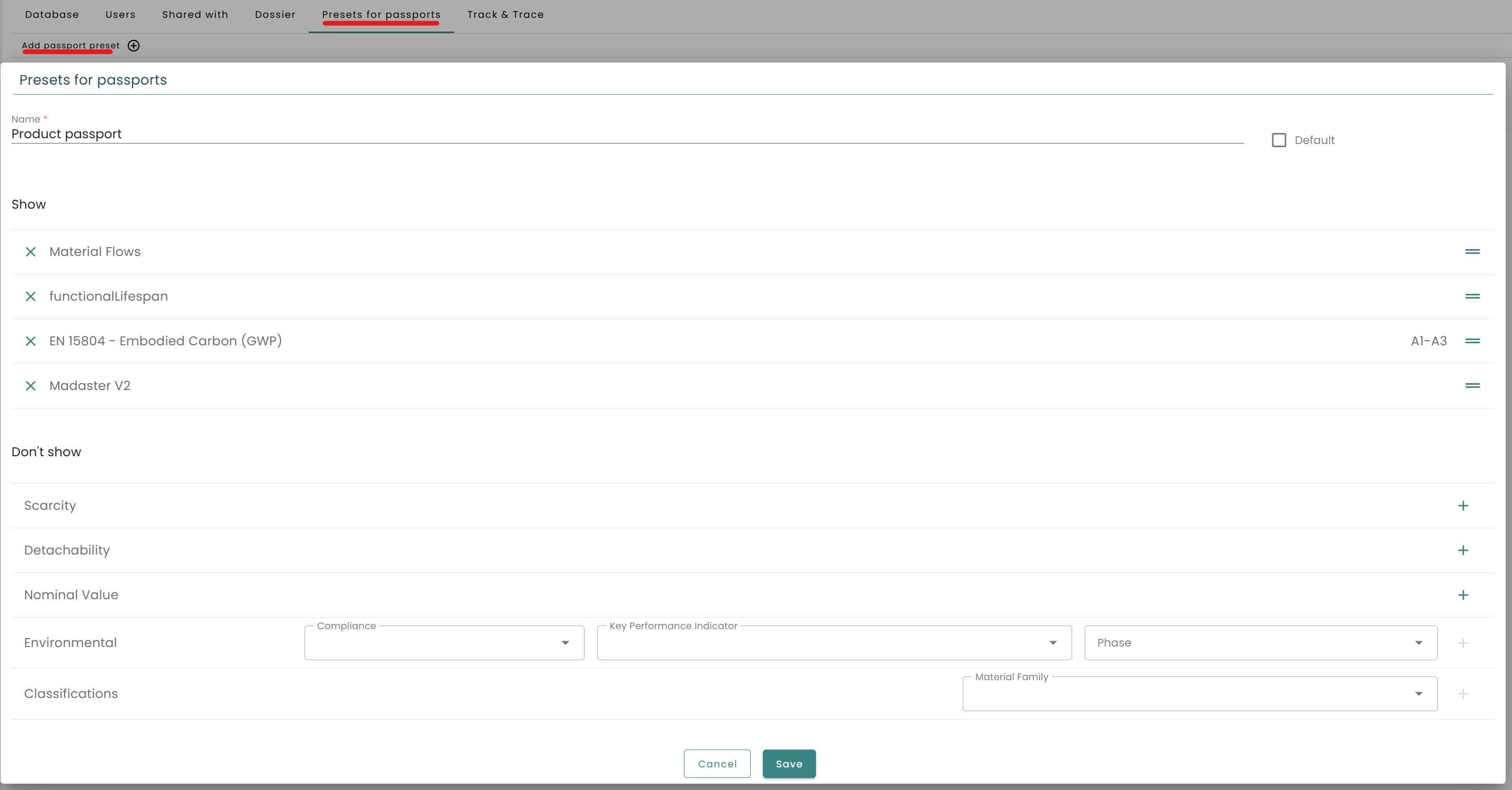 Setting up a product passport