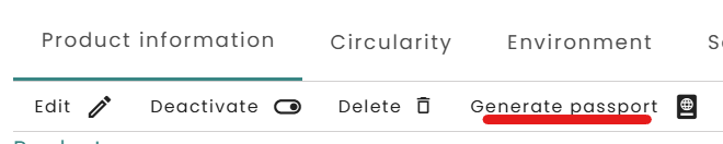 Generating a product passport