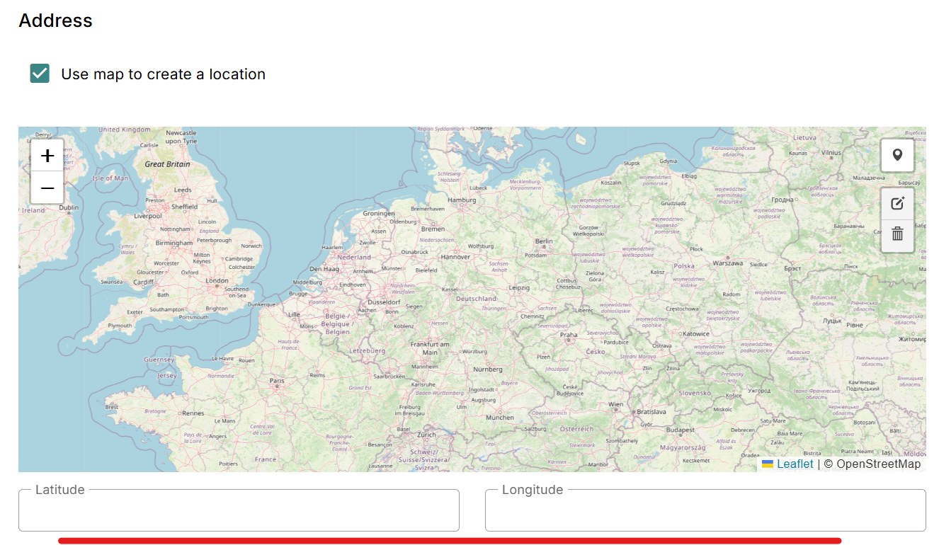 Adding the location through coordinates.