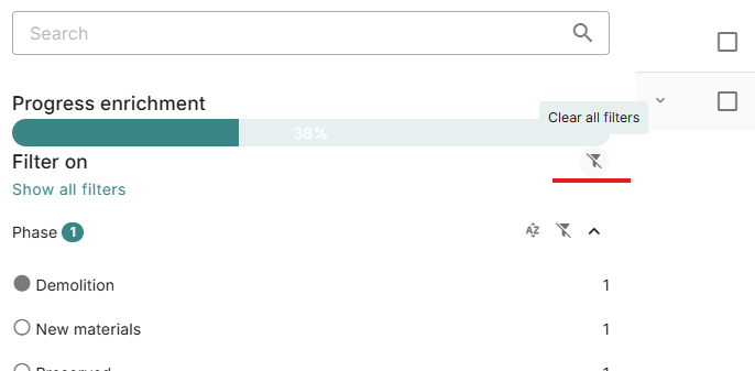 The option to reset your filters when viewing a database.