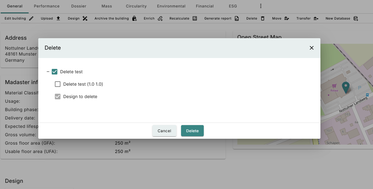 The new pop-up screen when deleting an object.