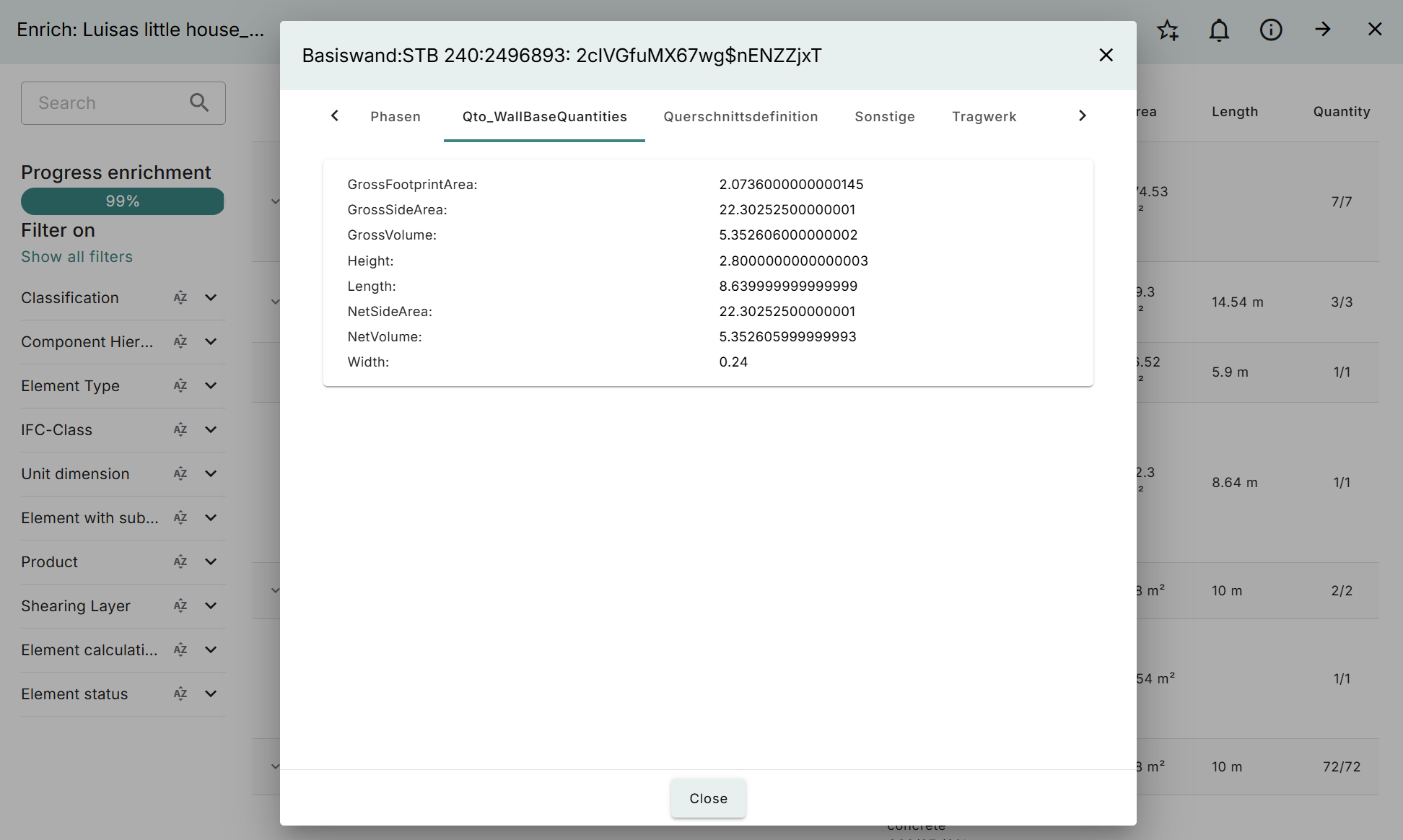 Example quantityset in the enrichment