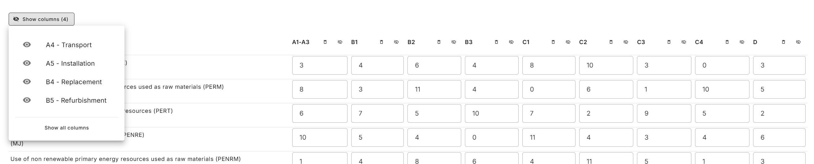 The new options to hide or unhide columns, as well as emptying a column.