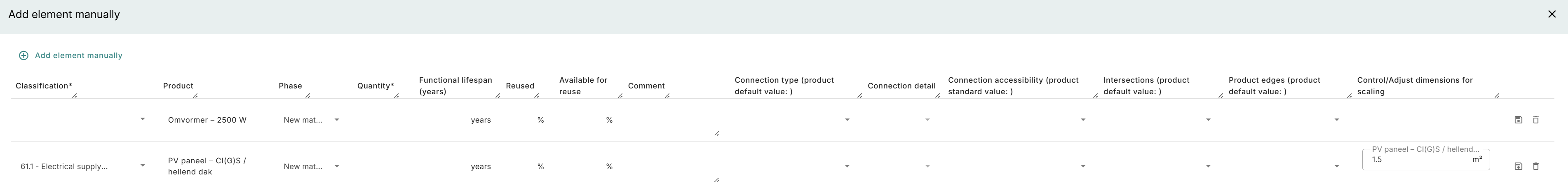 Adjusting the values of the selected elements.